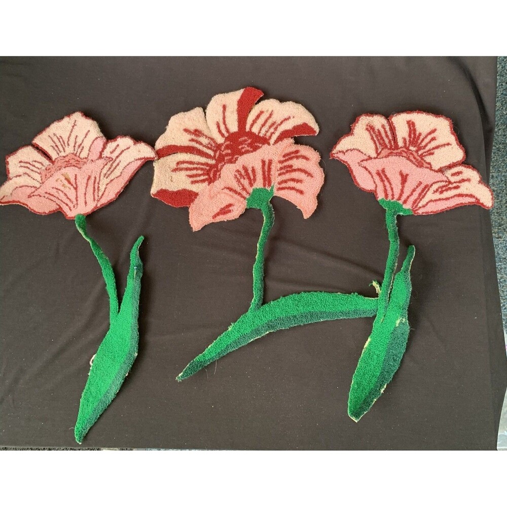 Colorful Flowers Embroidered Appliques Sew on Large Embroidered Flowers Set of 3